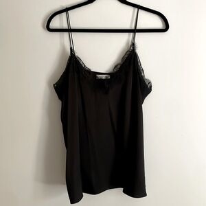 Anine Bing Lace Trim 100% Silk Camisole - Size Medium, Black